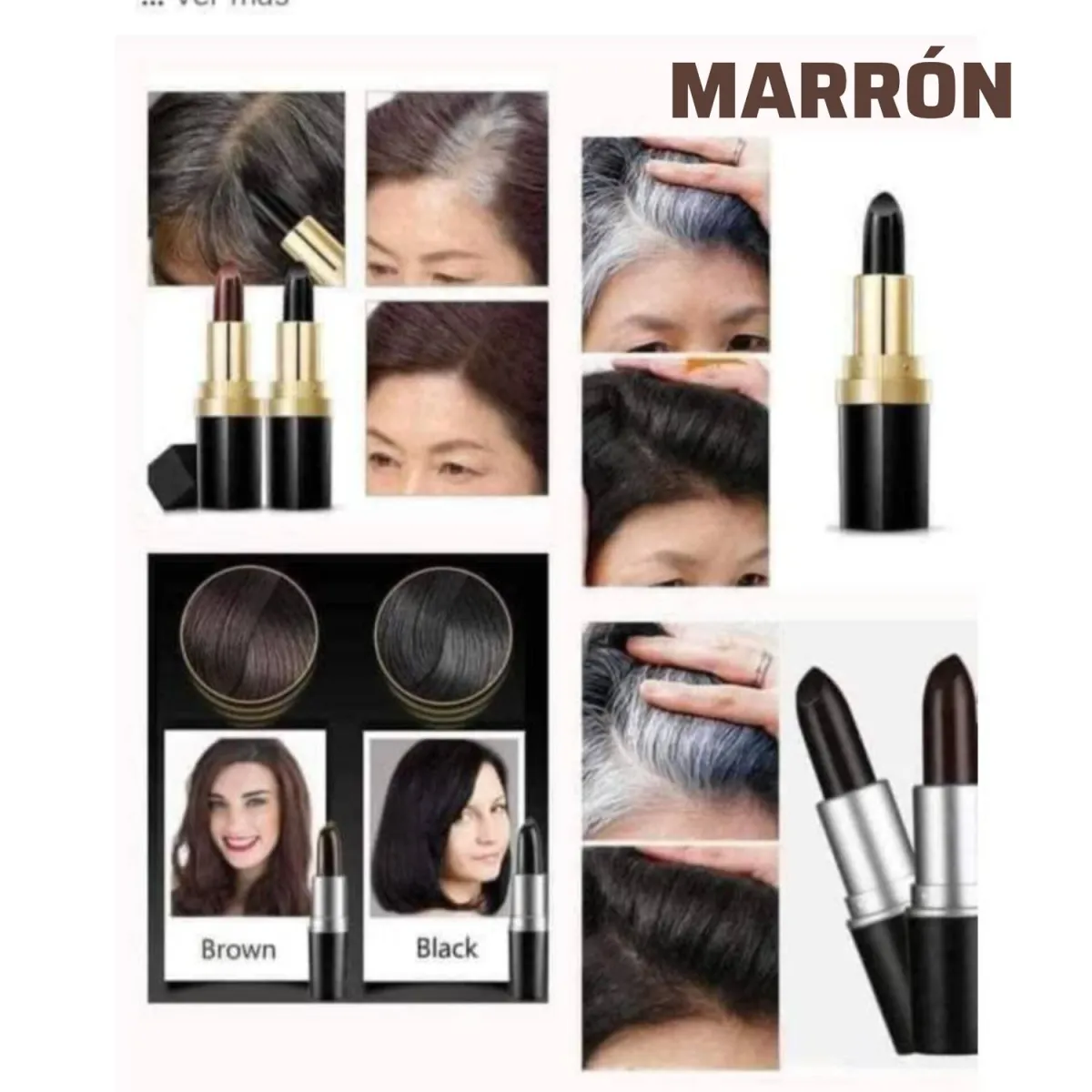 Barra Labial Cubre Canas 2 en 1 Marrón/negro