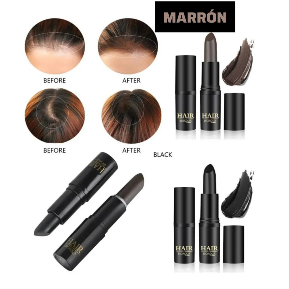 Barra Labial Cubre Canas 2 en 1 Marrón/negro