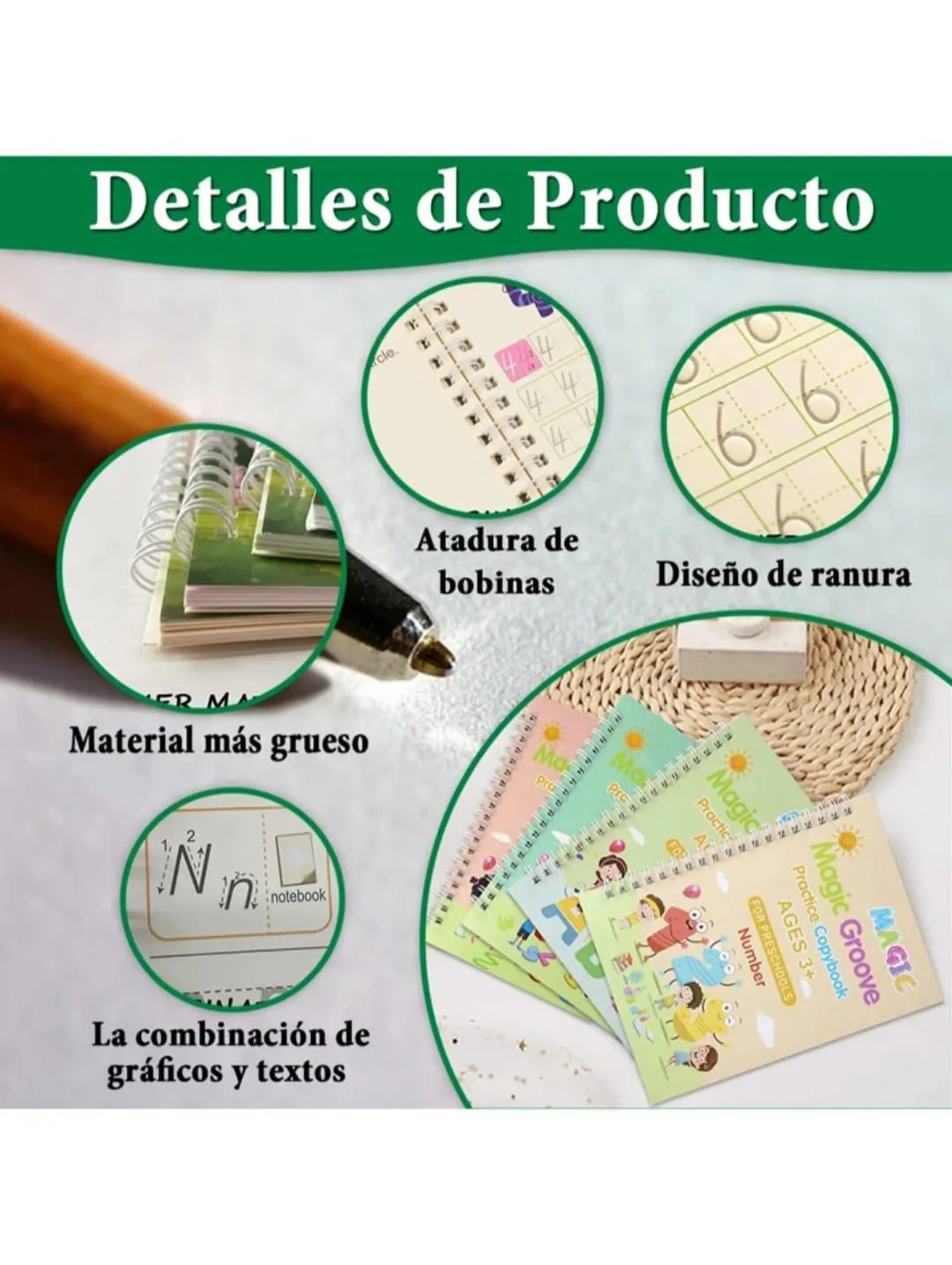 LIBROS EDUCATIVOS MÁGICOS X 4 UN + 10 TINTAS