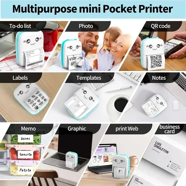 MINI IMPRESORA PORTÁTIL K-WAII Celeste