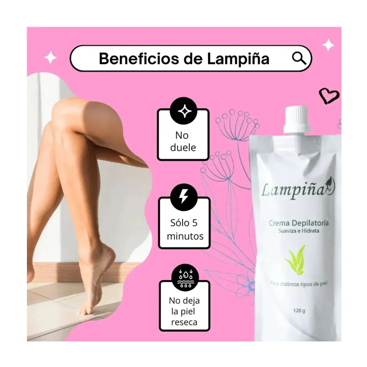 CREMA DEPILADORA LAMPIÑA CORPORAL 120GR_123 — Productos para depilar el vello