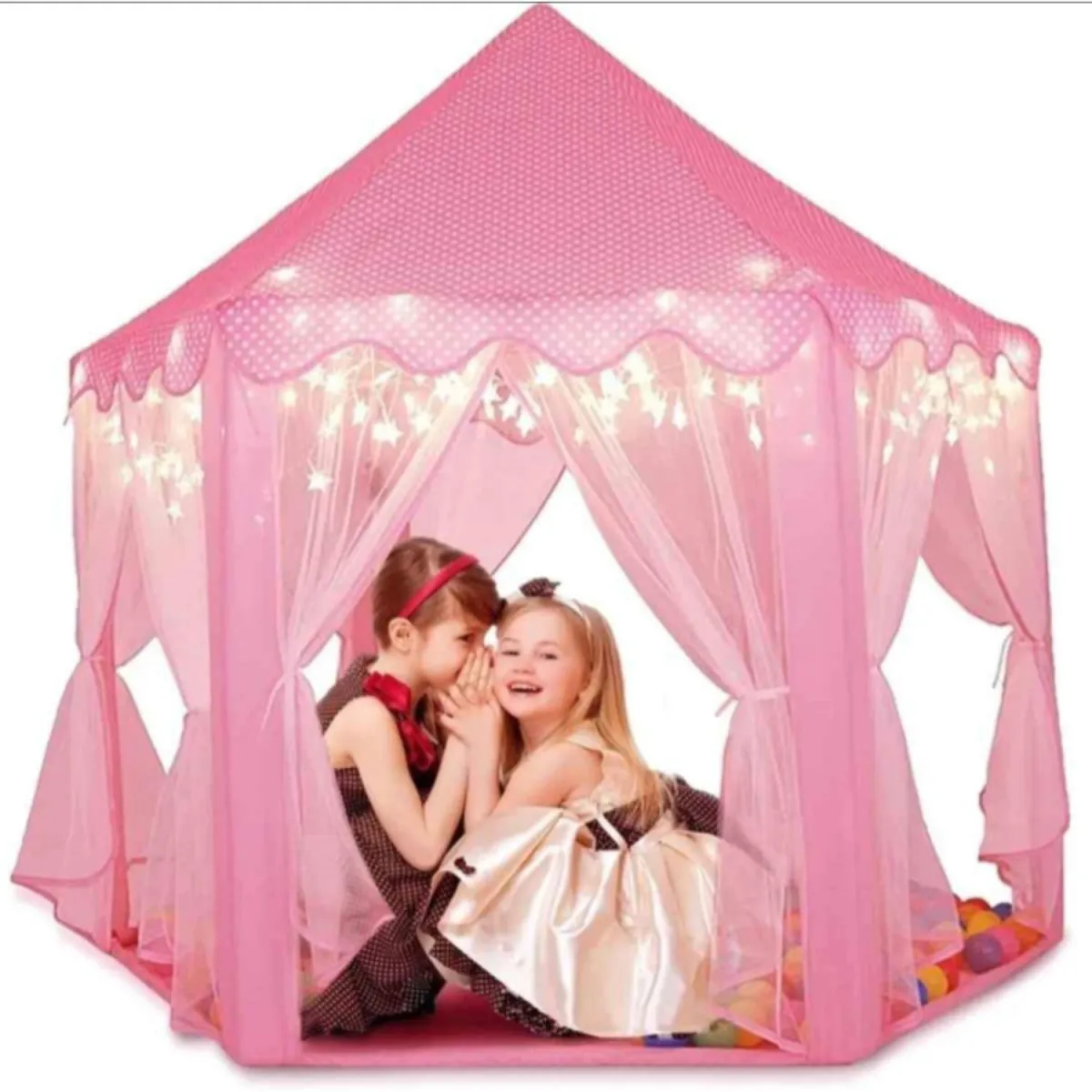 CASTILLO TULL ARMABLE CON LUCES PORTABLE ROSADO