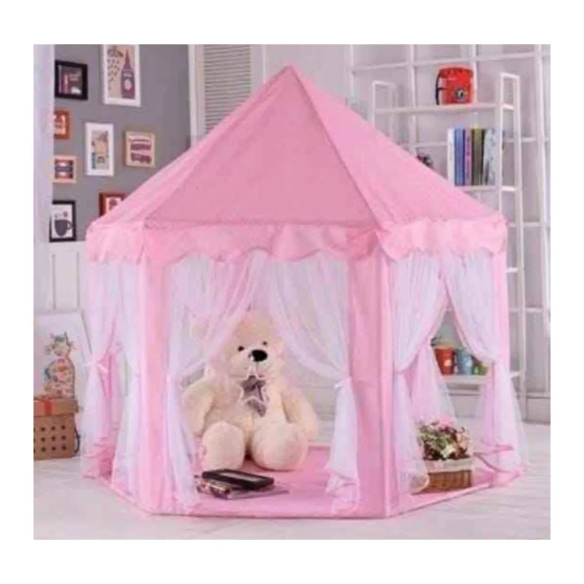 CASTILLO TULL ARMABLE CON LUCES PORTABLE ROSADO