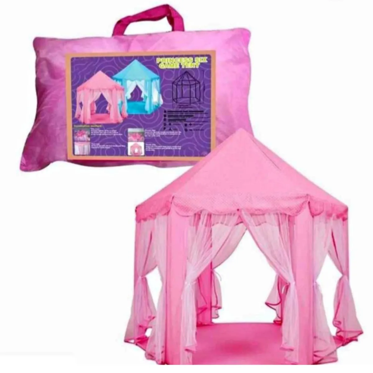 CASTILLO TULL ARMABLE CON LUCES PORTABLE ROSADO — Casas para muñecas