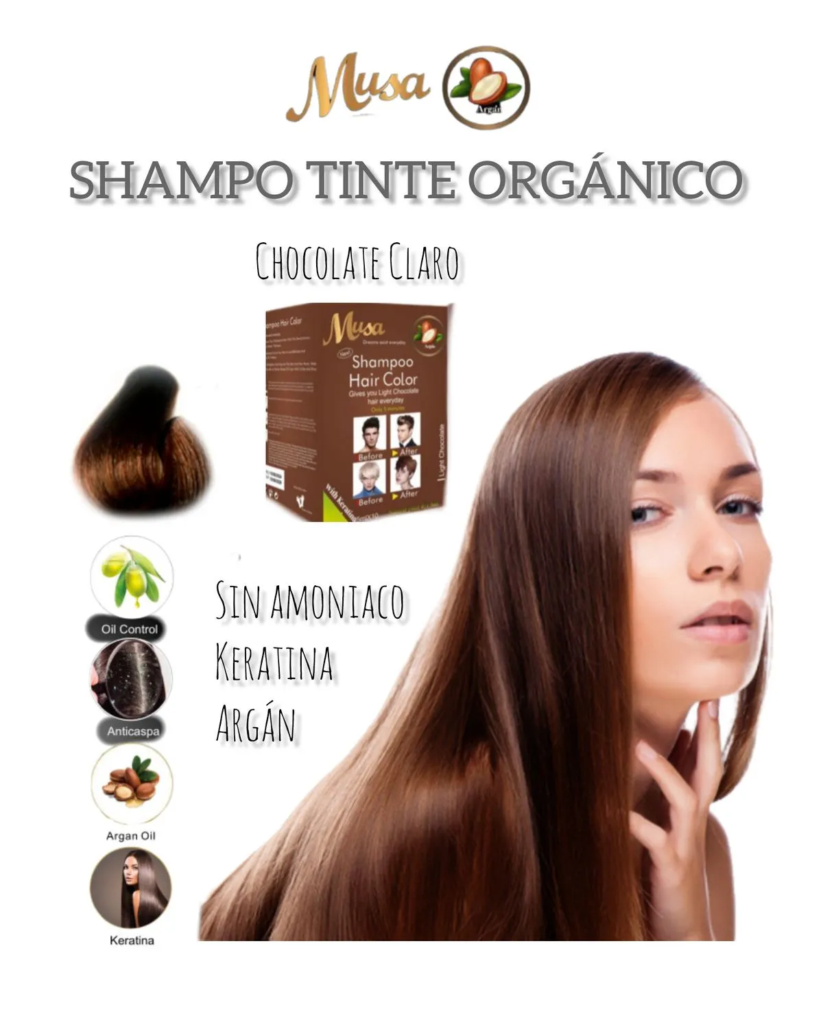 10 TINTE SHAMPOO CHOCOLATE CLARO MUSA — Cabello / coloraciones