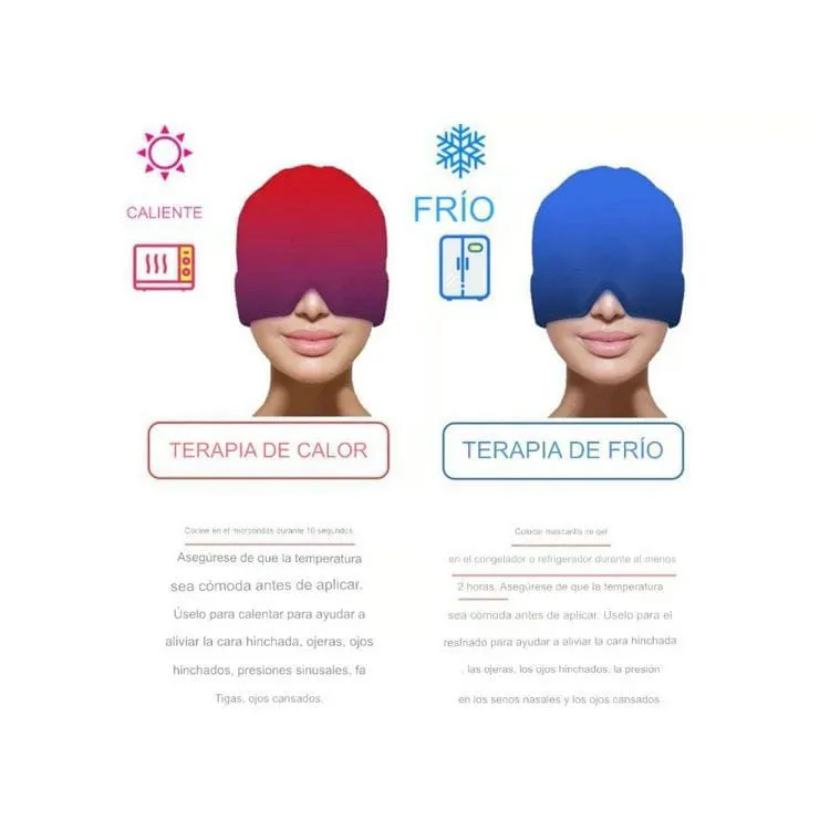 GORRO MASCARA DE GEL FRIO PARA ALIVIAR EL DOLOR DE CABEZA ROSADO