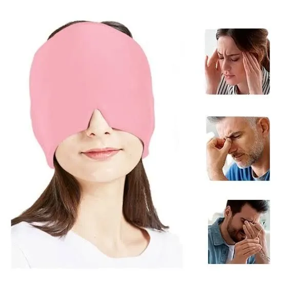 GORRO MASCARA DE GEL FRIO PARA ALIVIAR EL DOLOR DE CABEZA ROSADO — Productos para masajes / calentamiento personal no eléctricos