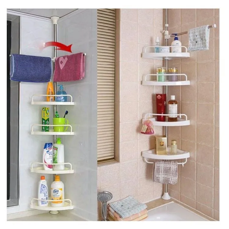 ORGANIZADOR ESQUINERO DE DUCHA 4 PISOS AJUSTABLE HASTA 320 CM