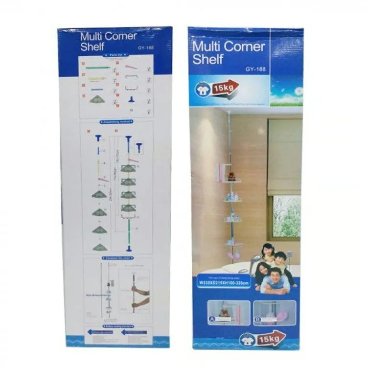 ORGANIZADOR ESQUINERO DE DUCHA 4 PISOS AJUSTABLE HASTA 320 CM — Organizadores de ducha