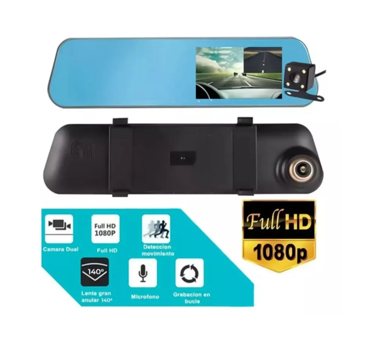 ESPEJO RETROVISOR FULL HD PARA AUTO CAMIONETA