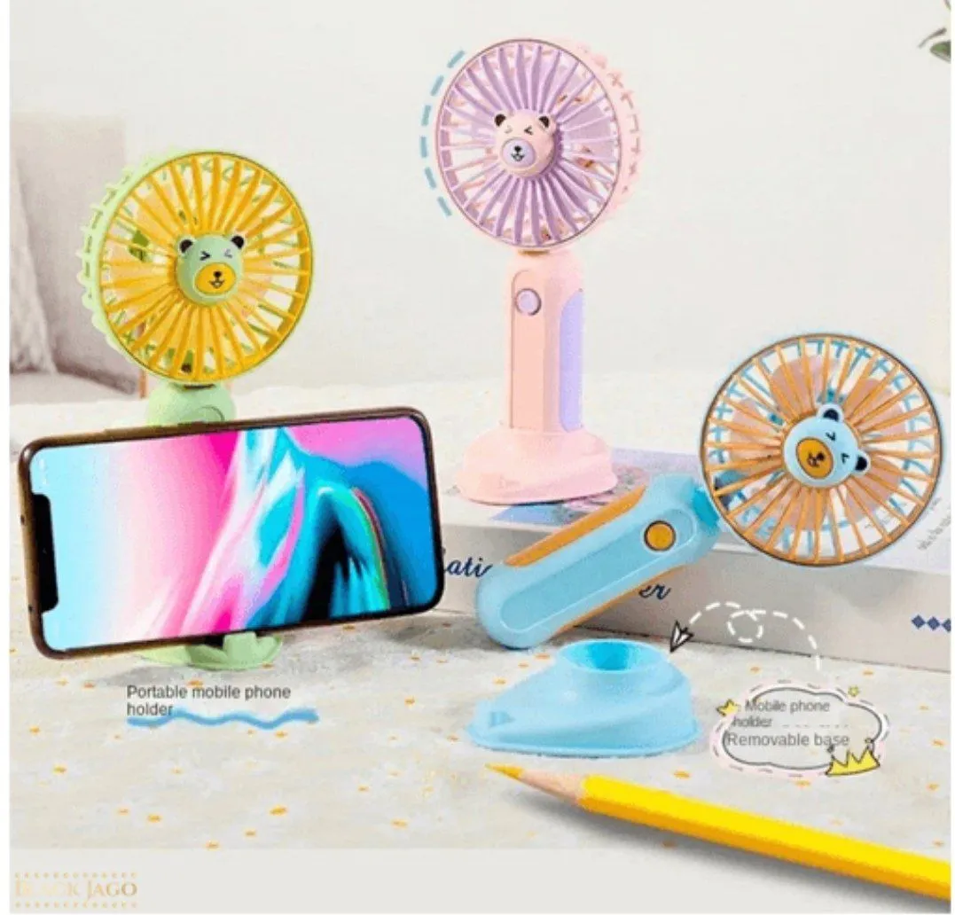 VENTILADOR PORTÁTIL KWAII CARGA USB PORTA CELULAR verde — Ventiladores portátiles