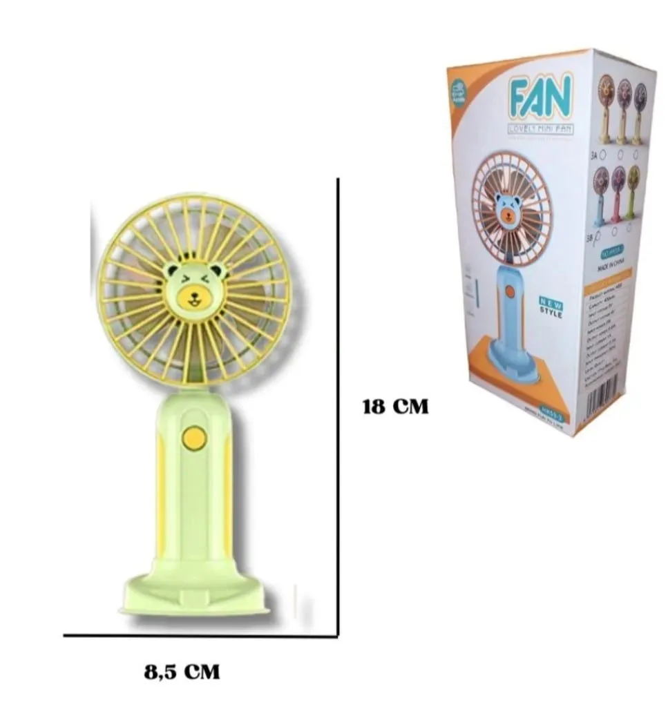 VENTILADOR PORTÁTIL KWAII CARGA USB PORTA CELULAR verde