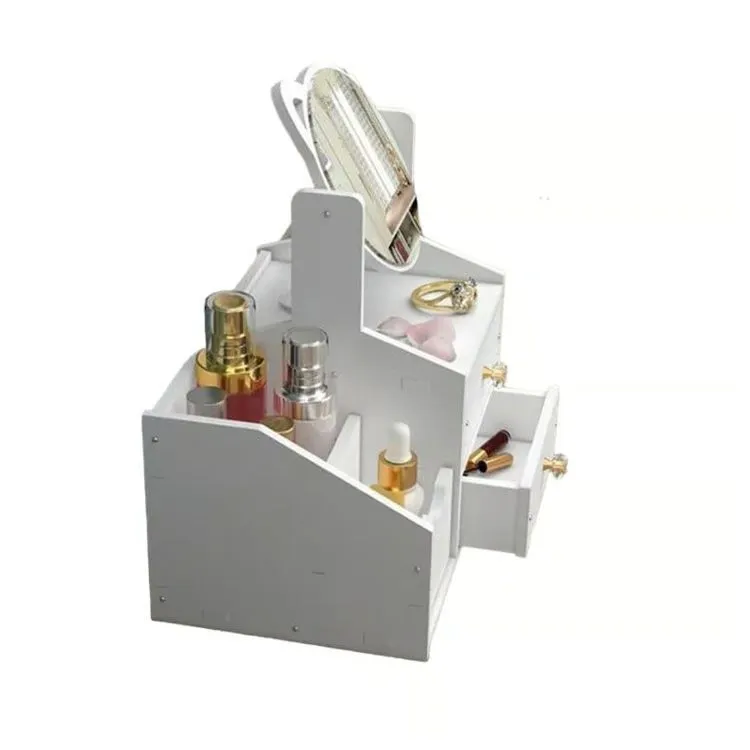 ORGANIZADOR PARA MAQUILLAJE DE MELAMINE CON ESPEJO — Patas para muebles