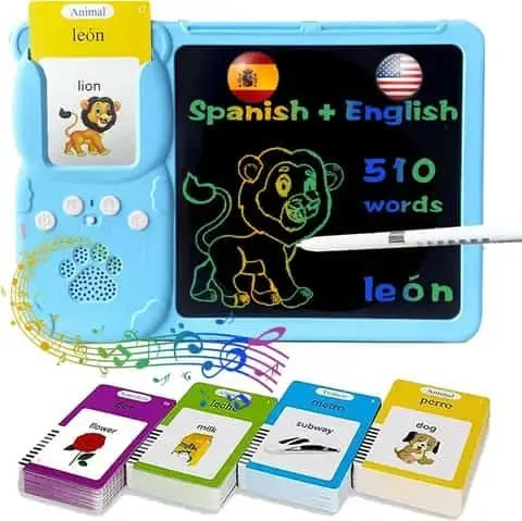 TABLETA DIDÁCTICA PIZARRA MÁGICA ESPAÑOL E INGLÉs CELESTE