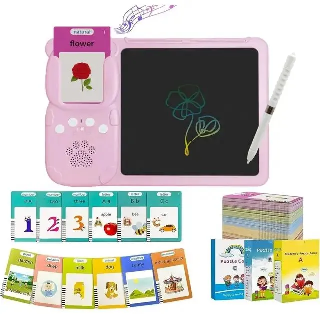 TABLETA DIDÁCTICA PIZARRA MÁGICA ESPAÑOL E INGLÉS ROSADA — Accesorios para tableros de dibujo