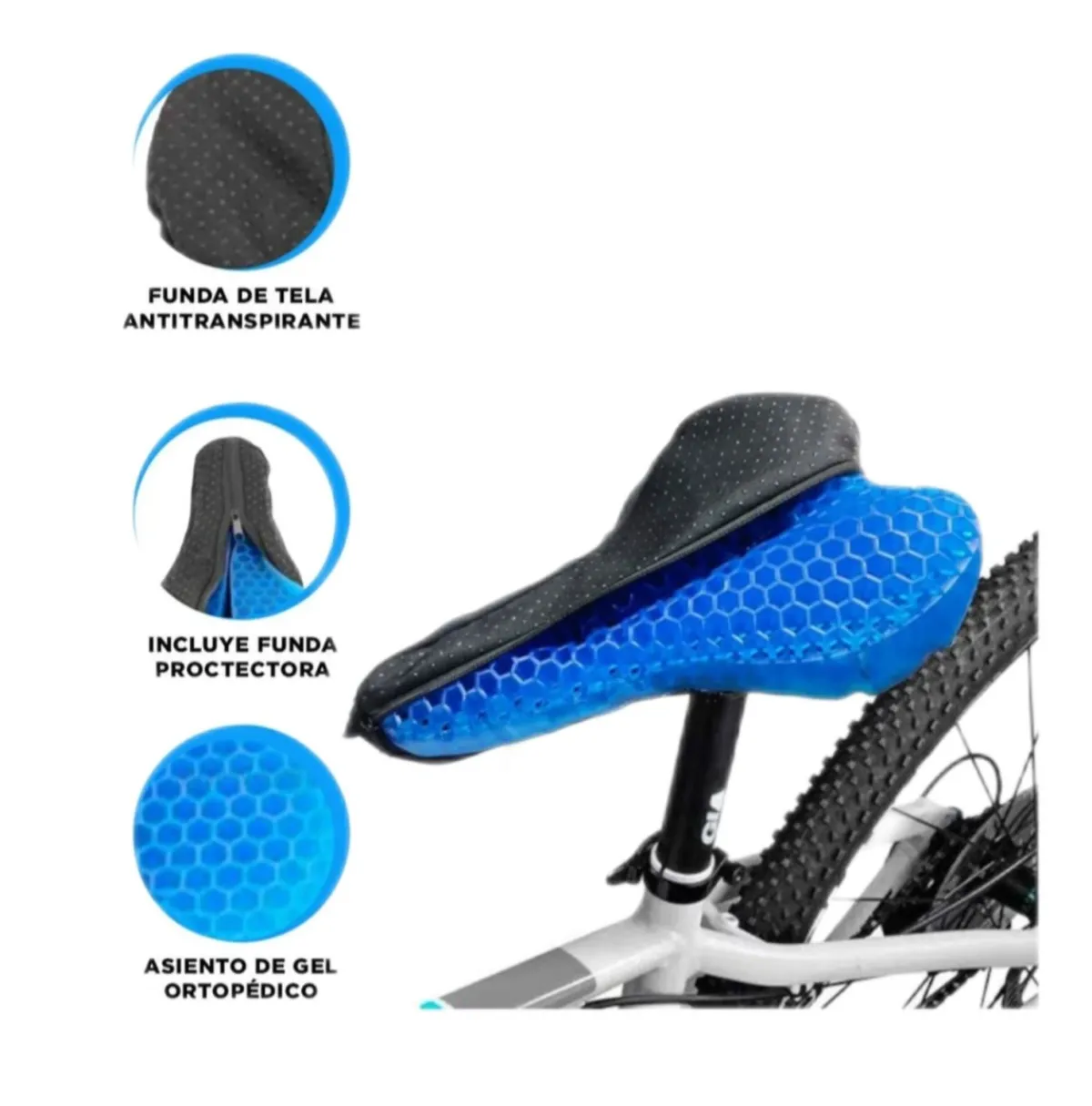 ASIENTO COJIN GEL PARA TODO TIPO DE BICICLETA CON FUNDA — Accesorios / repuestos para bicicletas