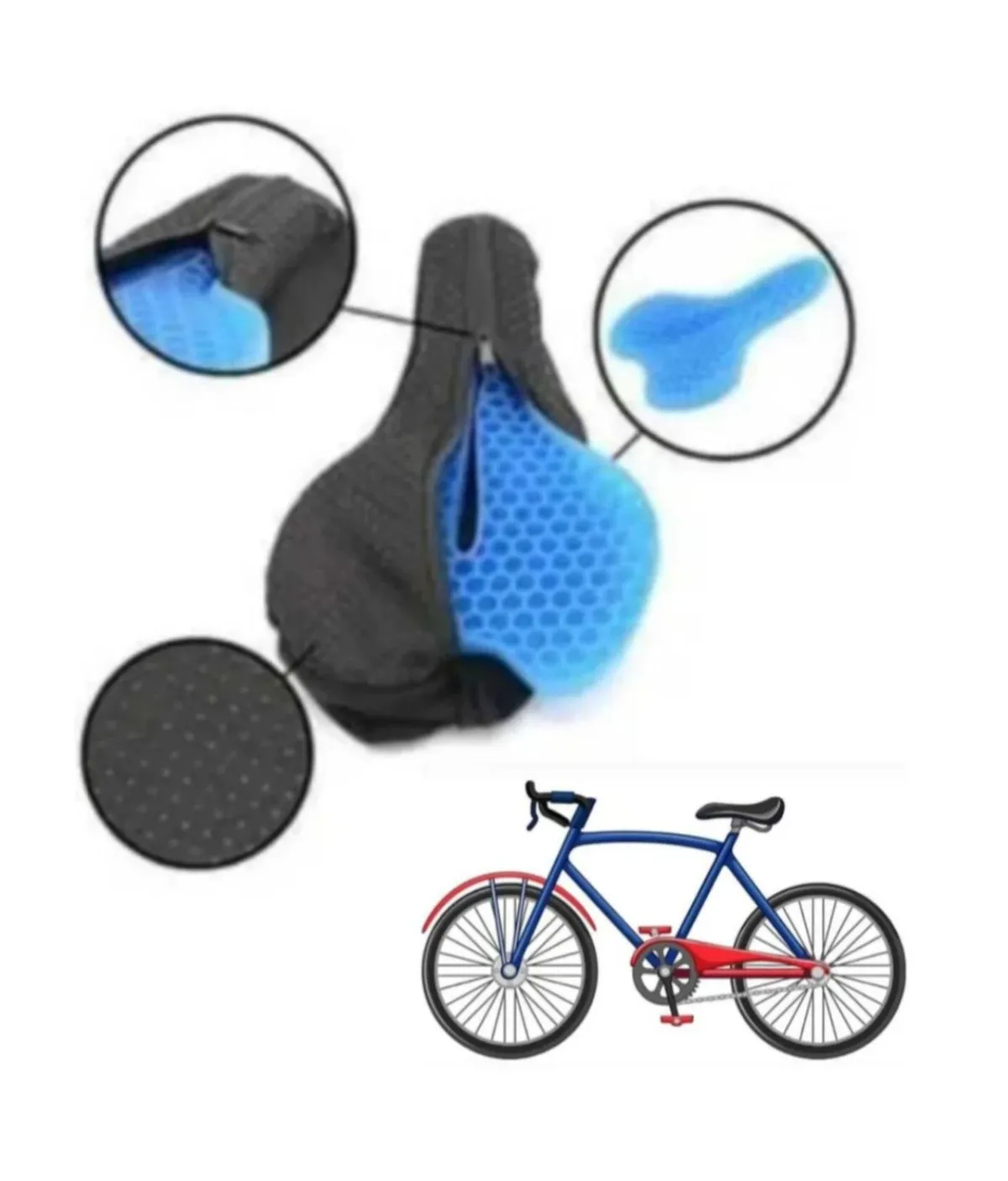 ASIENTO COJIN GEL PARA TODO TIPO DE BICICLETA CON FUNDA — Accesorios / repuestos para bicicletas