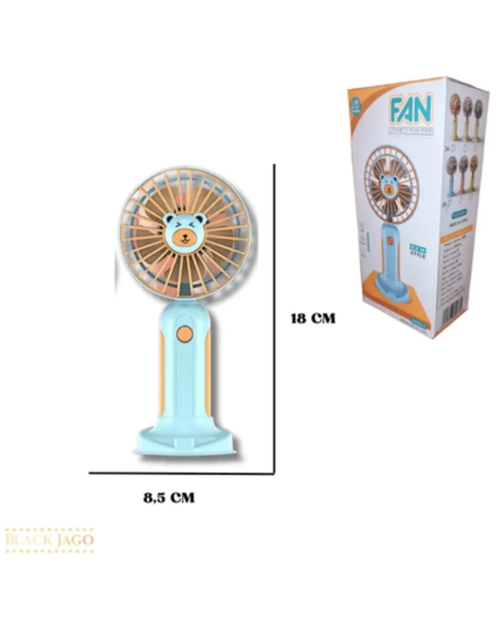 VENTILADOR PORTATIL 2 EN 1 RECARGABLE KWAII CELESTE — Ventiladores portátiles