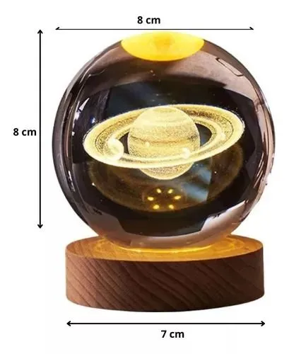 LAMPARA 3D ESFERA CRISTAL SATURNO 8CM LED — Accesorios de decoración