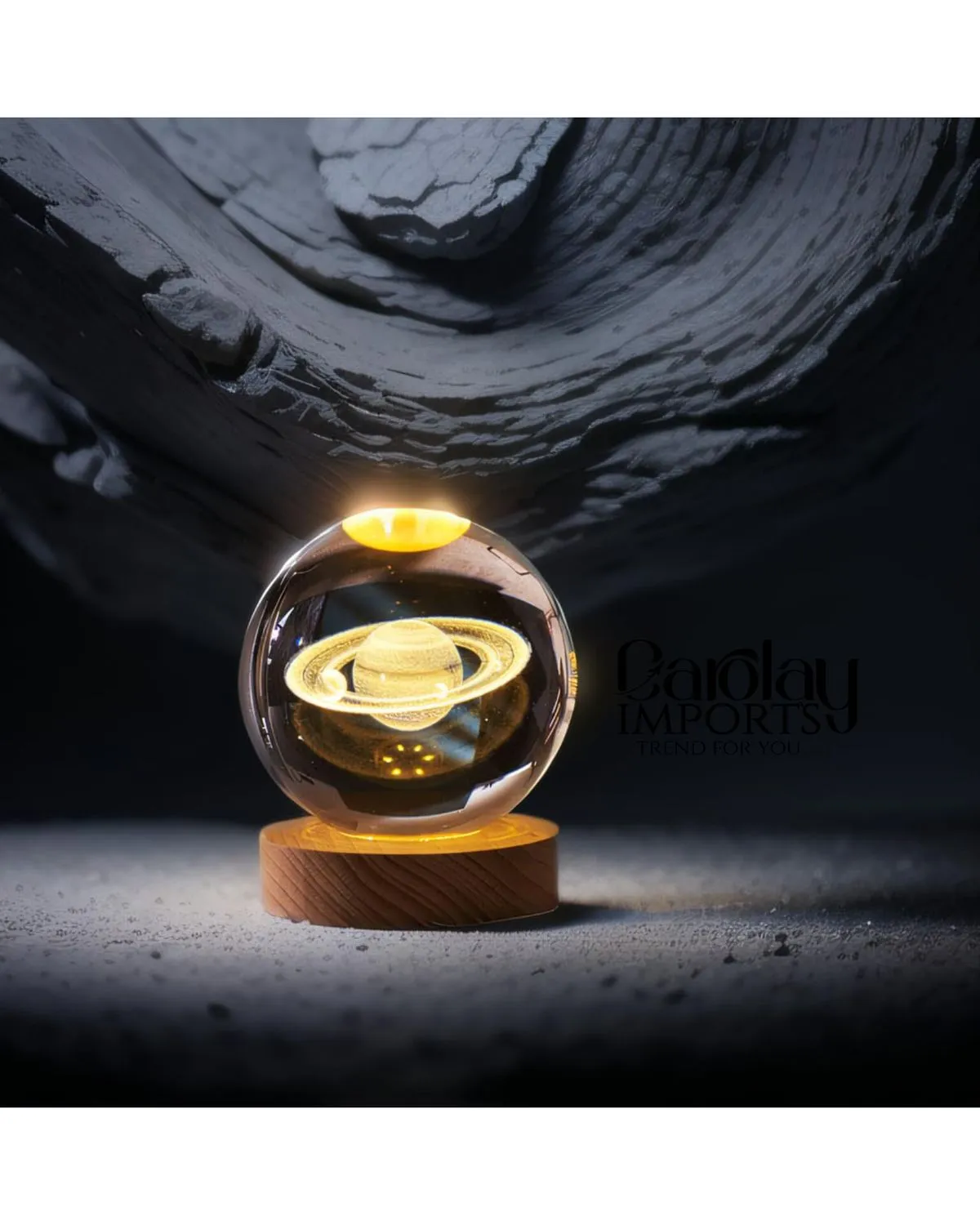 LAMPARA 3D ESFERA CRISTAL SATURNO 8CM LED