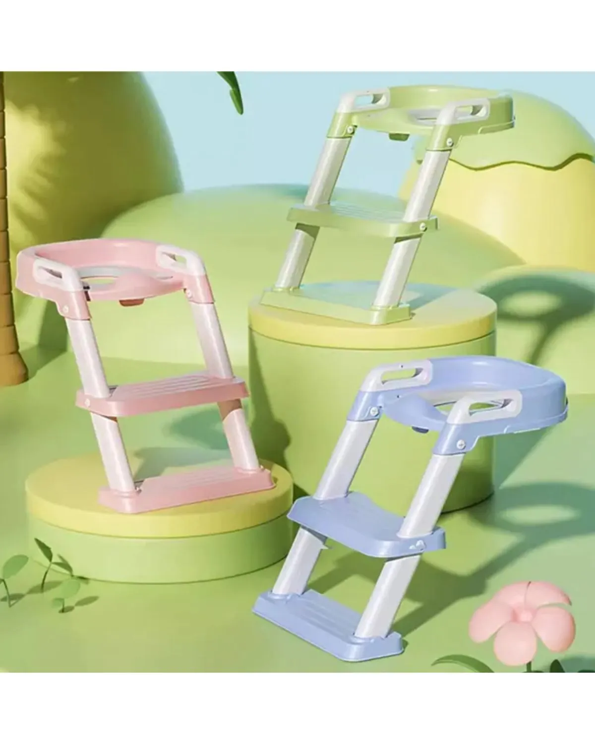 Asiento De Entrenamiento Escalonado Para Inodoro Rosado