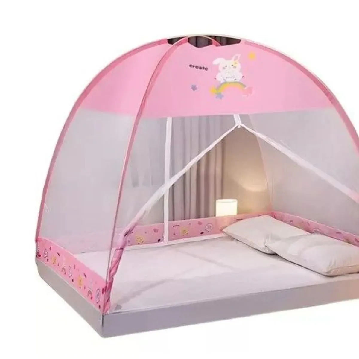 MOSQUITERO PLEGABLE PARA CAMA 2PLAZAS ROSADO — Mosquiteras para ventanas