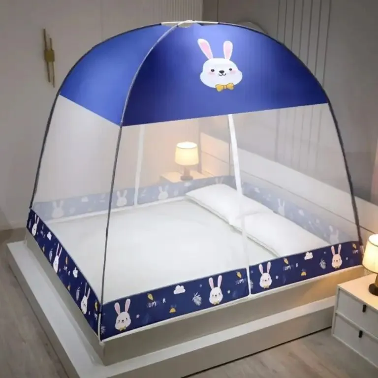 MOSQUITERO PLEGABLE PARA CAMA 2PLAZAS AZUL — Mosquiteras para ventanas