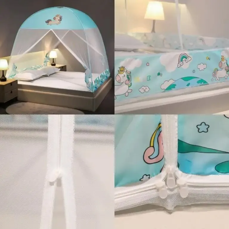 MOSQUITERO PLEGABLE PARA CAMA 2PLAZAS AZUL — Mosquiteras para ventanas