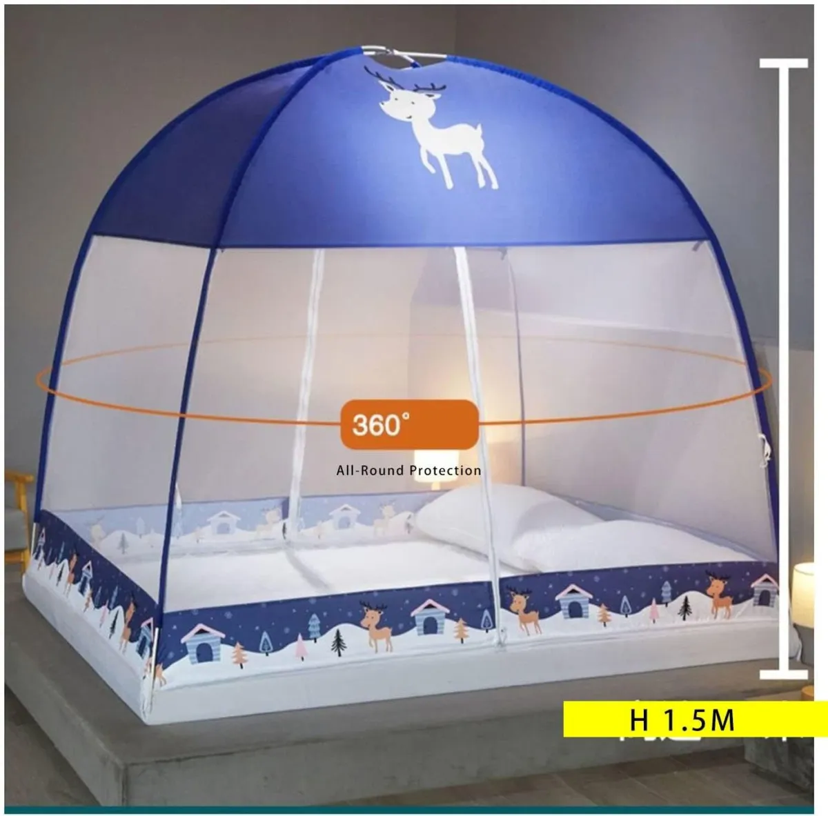MOSQUITERO PLEGABLE PARA CAMA 2PLAZAS AZUL