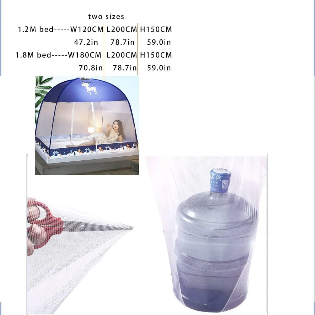 MOSQUITERO PLEGABLE PARA CAMA 2PLAZAS AZUL