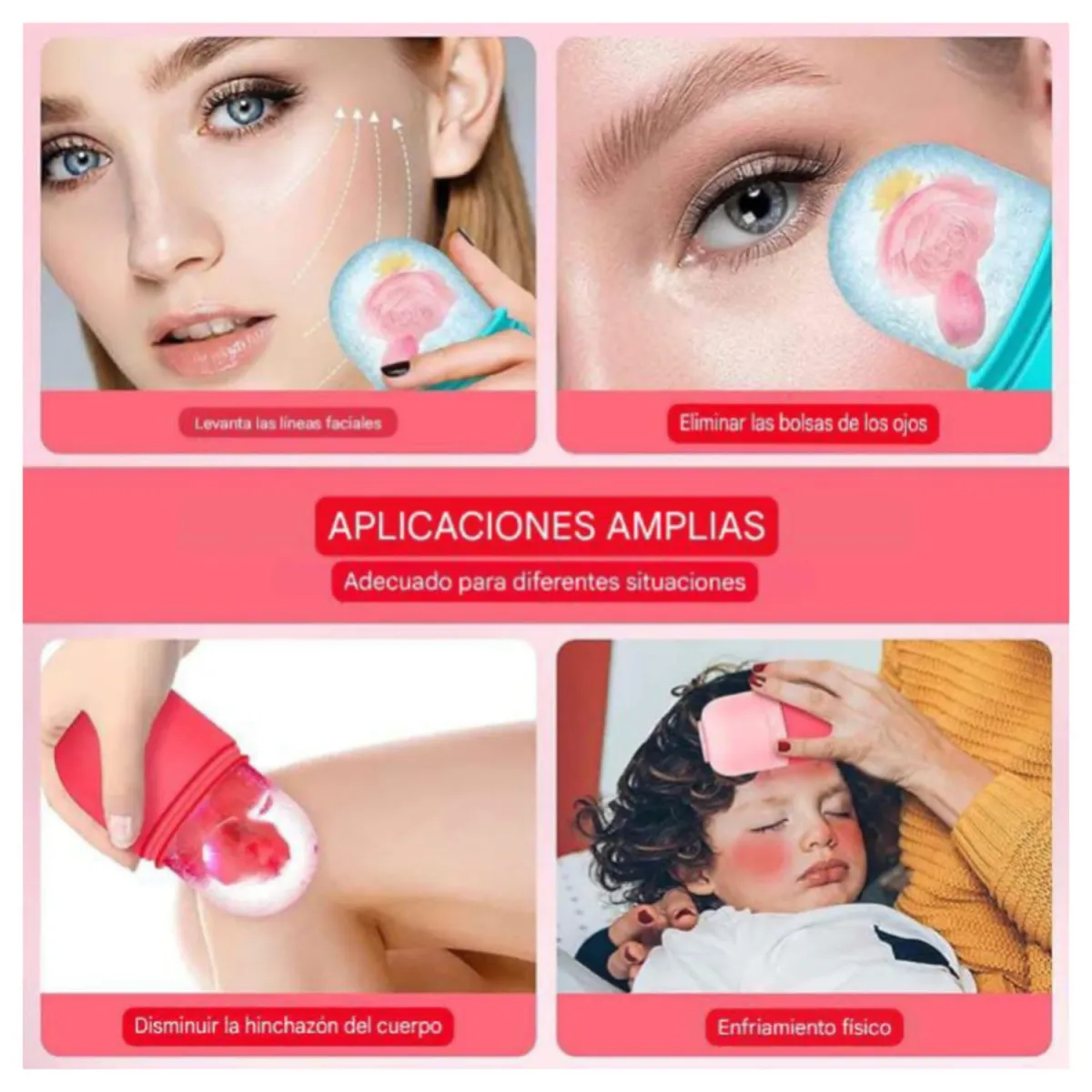 RODILLO PARA HIELO FACIAL ANTIFLAMATORIO MOLDE pack de 02