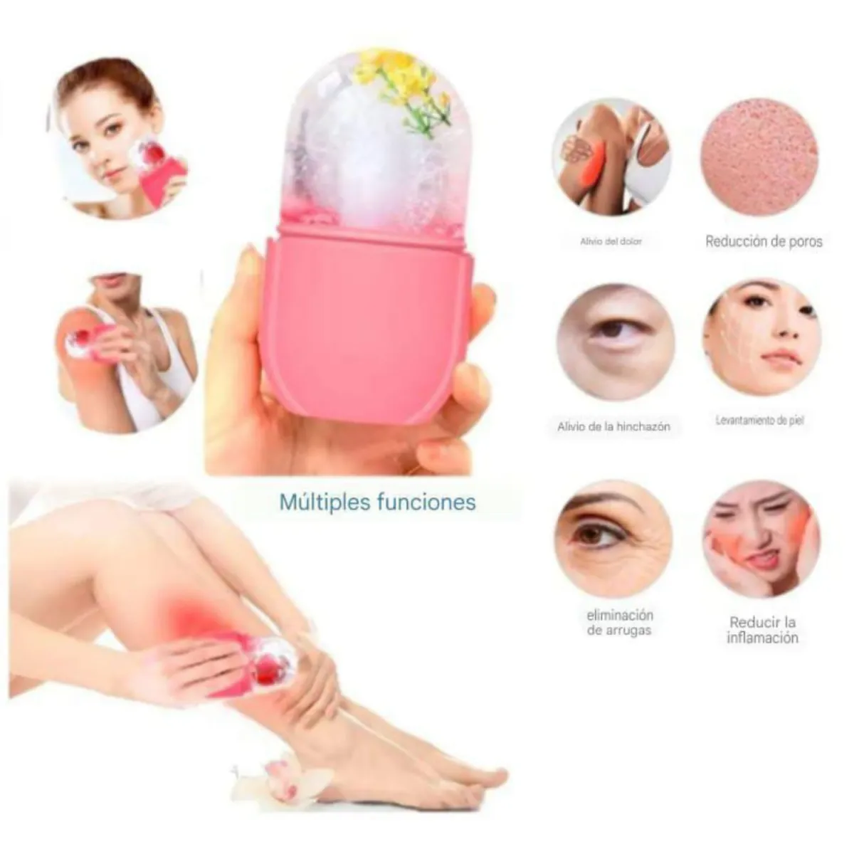 RODILLO PARA HIELO FACIAL ANTIFLAMATORIO MOLDE pack de 02