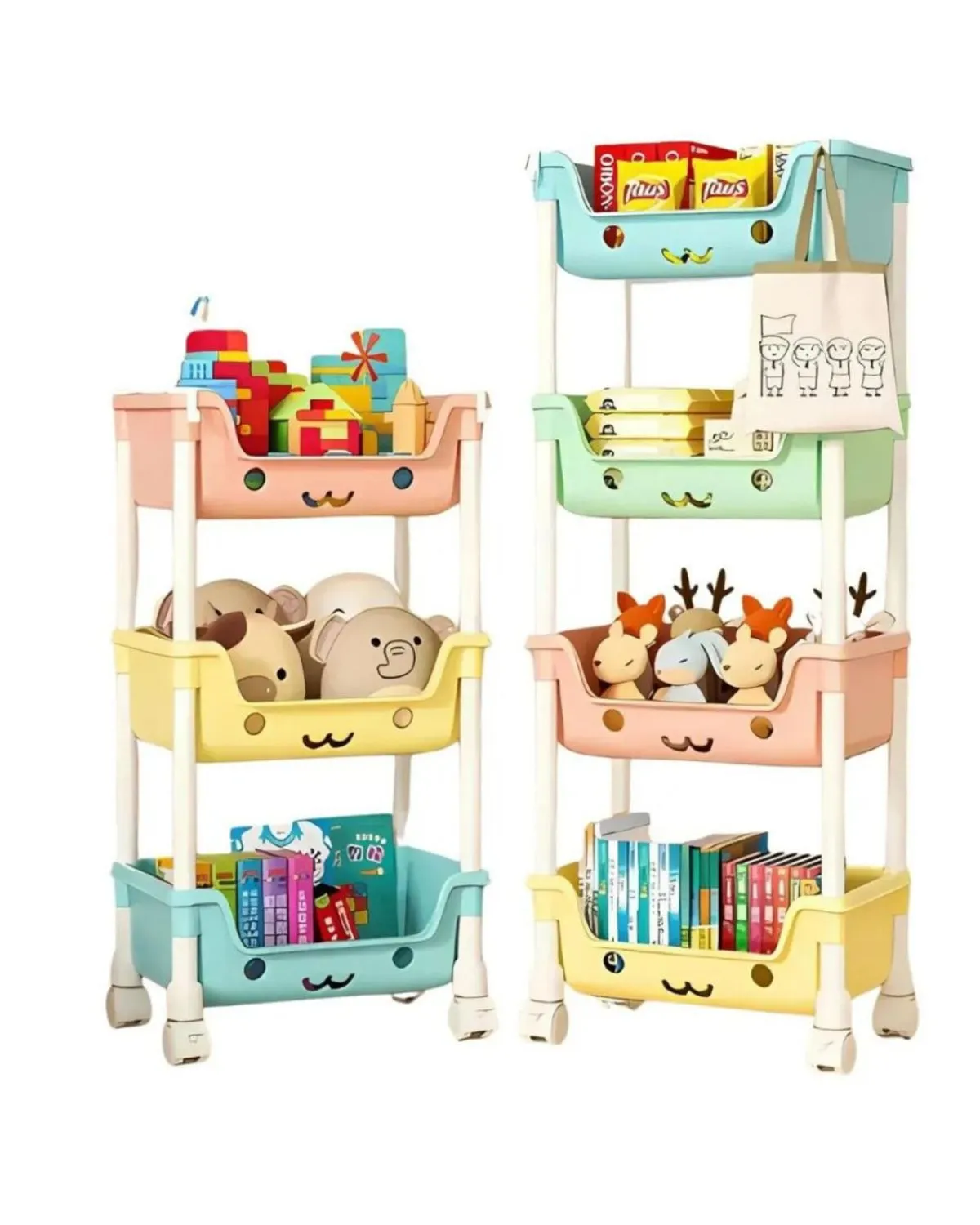 Organizador Estante Multifuncion Kawai Niños de 4 Niveles con Ruedas