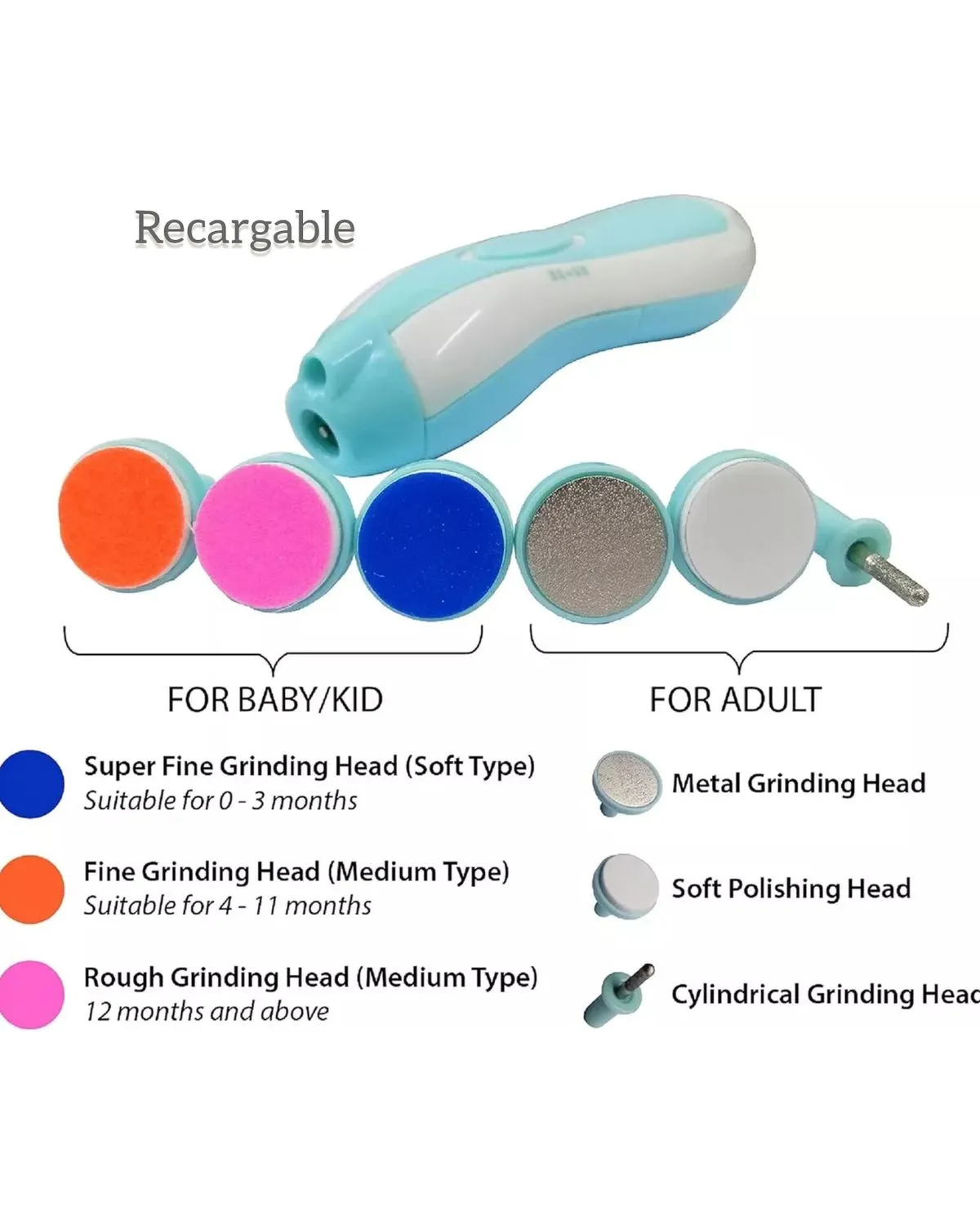 Kit Cortauñas para bebé Manicure Pulidor Uñas RECARGABLE