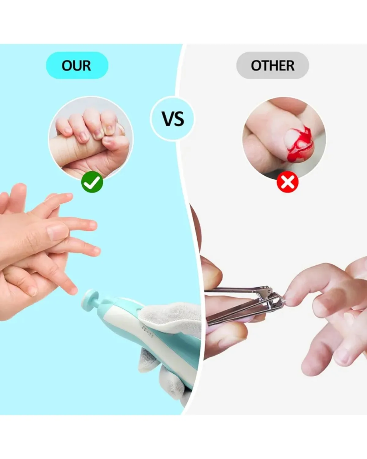 Kit Cortauñas para bebé Manicure Pulidor Uñas RECARGABLE