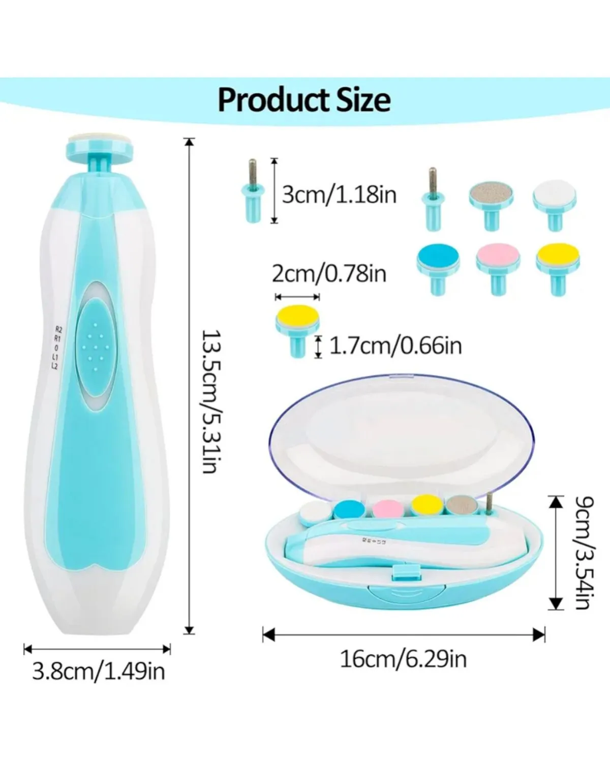 Kit Cortauñas para bebé Manicure Pulidor Uñas RECARGABLE