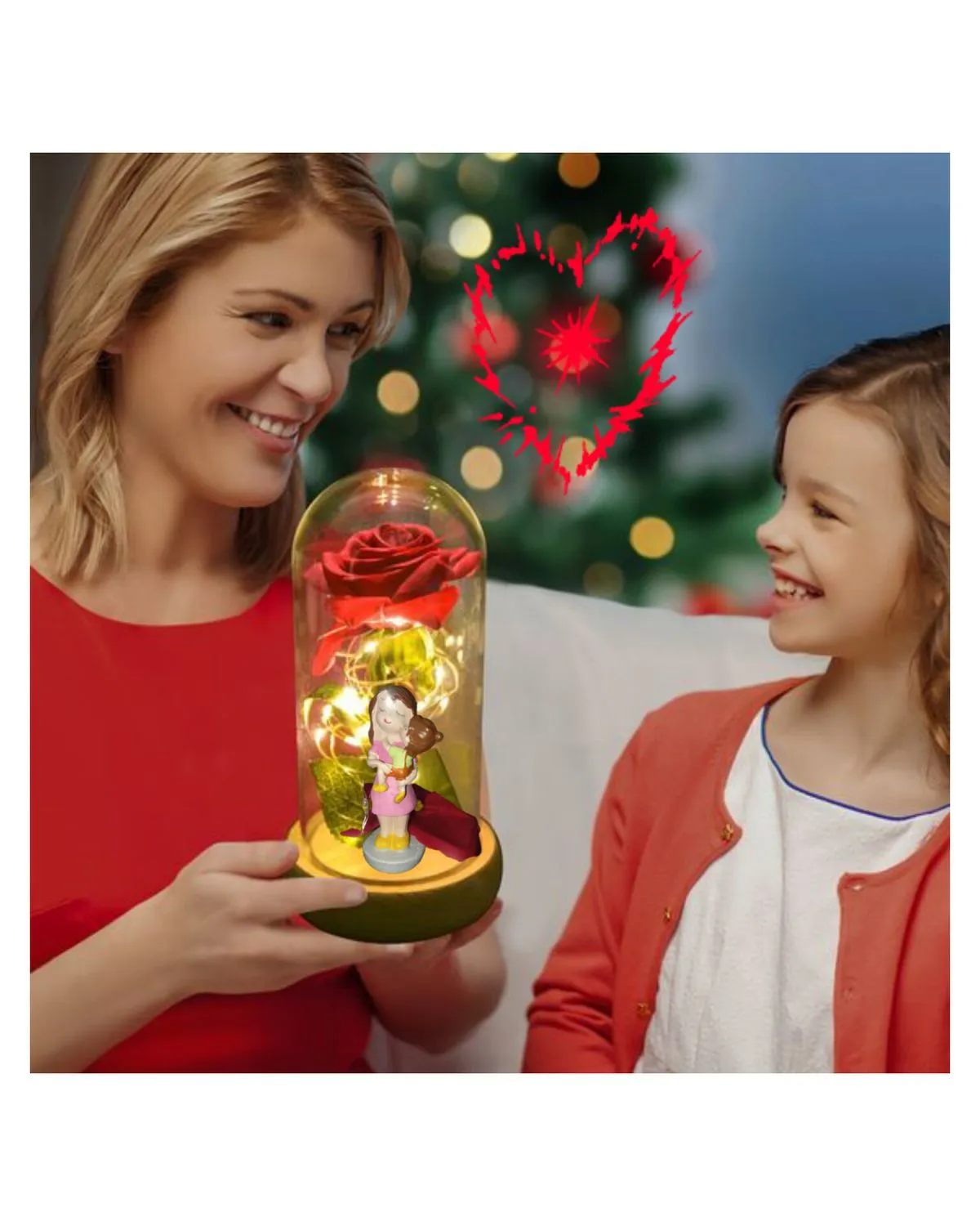 Rosa encapsulada con luz MAMA ETERNA — Adornos para cada estación eléctricos