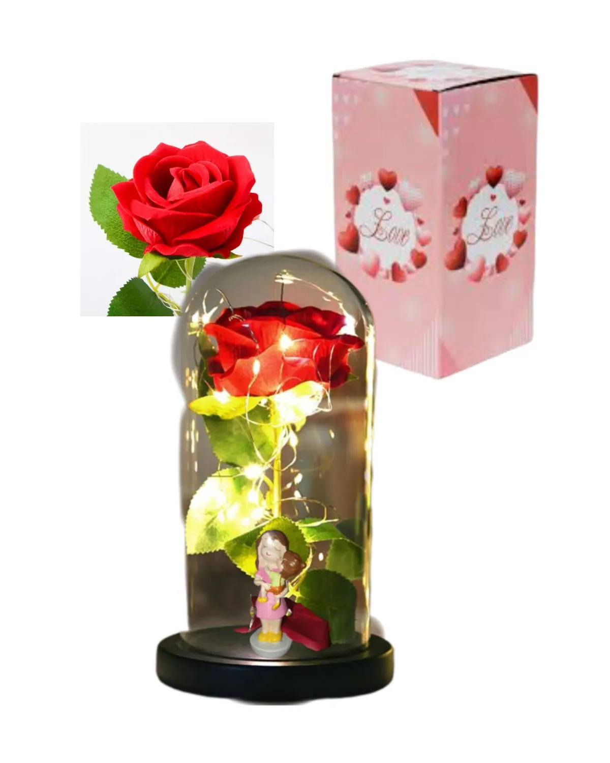 Rosa encapsulada con luz MAMA ETERNA — Adornos para cada estación eléctricos