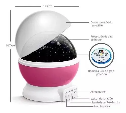 Lámpara Proyector de Estrellas Azul con Efecto Giratorio NIÑA — Adornos / decoración