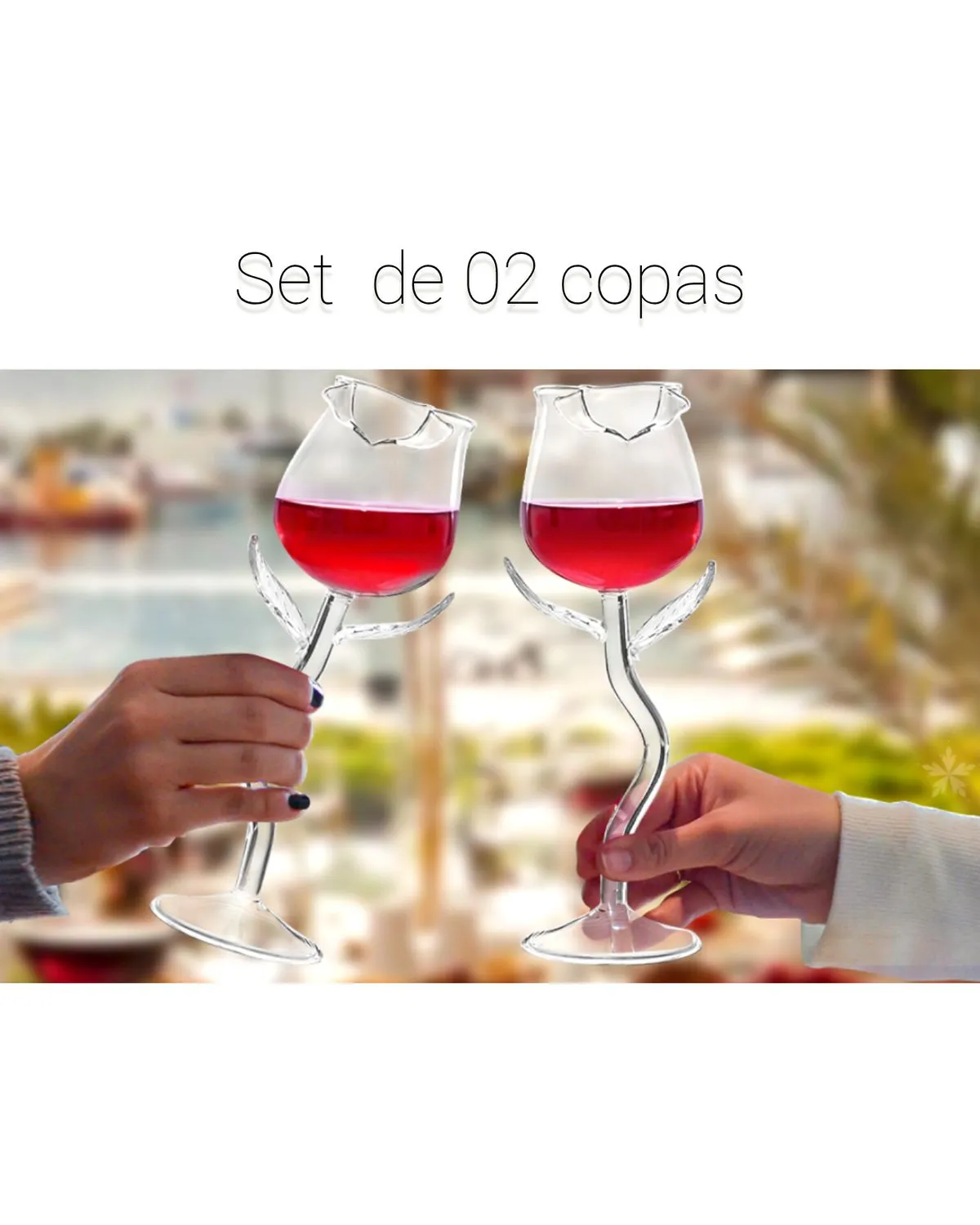 Set de 02 Copas de vino-coctel creativas con forma de Rosa — Copas de cóctel