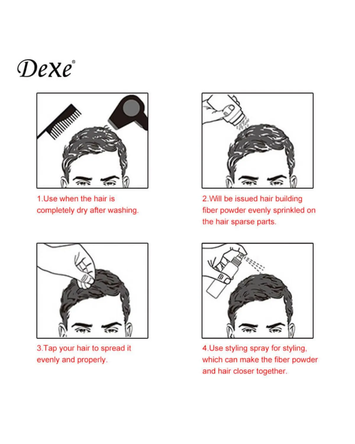 Dexe Fibras Capilares + Spray Fijador de Cabello 3 Pack
