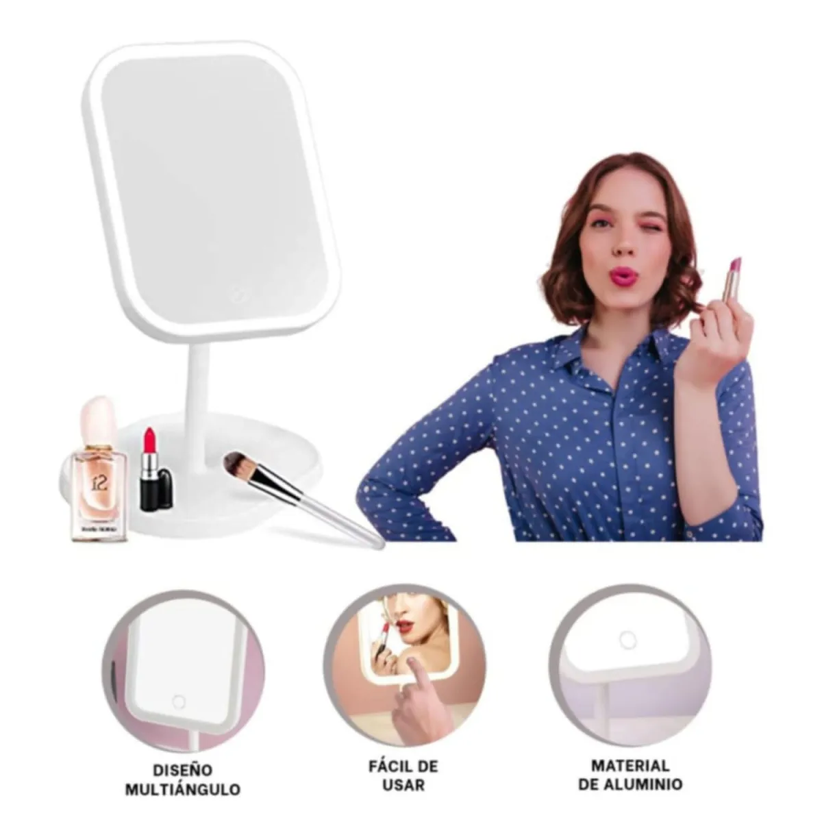ESPEJO LED CON PANTALLA TACTIL DE MAQUILLAJE CUADRADO