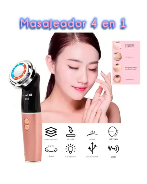 MASAJEADOR FACIAL ANTIARRUGAS 4 en 1 PARA SKINCARE RECARGABLE