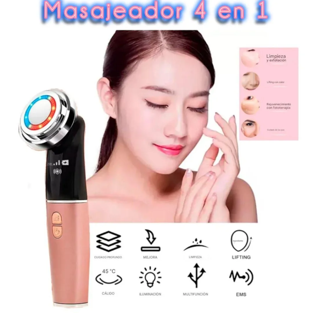 MASAJEADOR FACIAL ANTIARRUGAS 4 en 1 PARA SKINCARE RECARGABLE