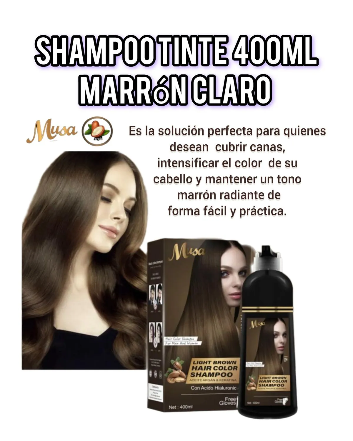 Shampoo Tinte Cubre canas Marrón Claro ecorincia Hair Color 500ml