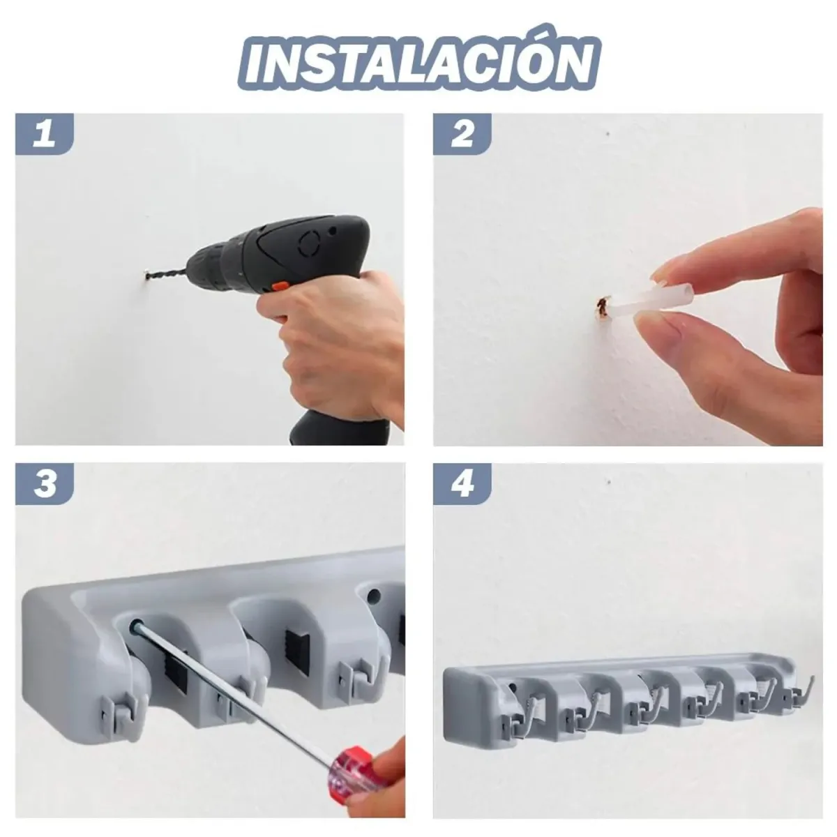 Organizador De Escobas con 5 espacios Resistente