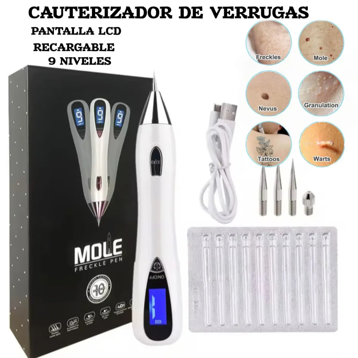 Eliminación de VERRUGAS + LUNARES Cauterizador plasma RECARGABLE — Limpiadores / desmaquilladores eléctricos
