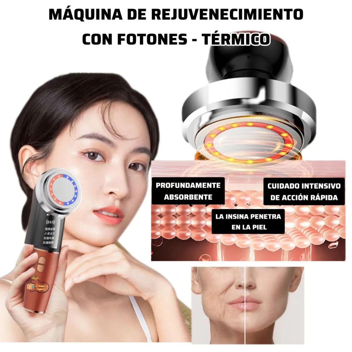 MASAJEADOR ANTIARRUGAS TÉRMICO VIBRATORIO FOTONES 4 EN 1 — Equipos de masaje profesional