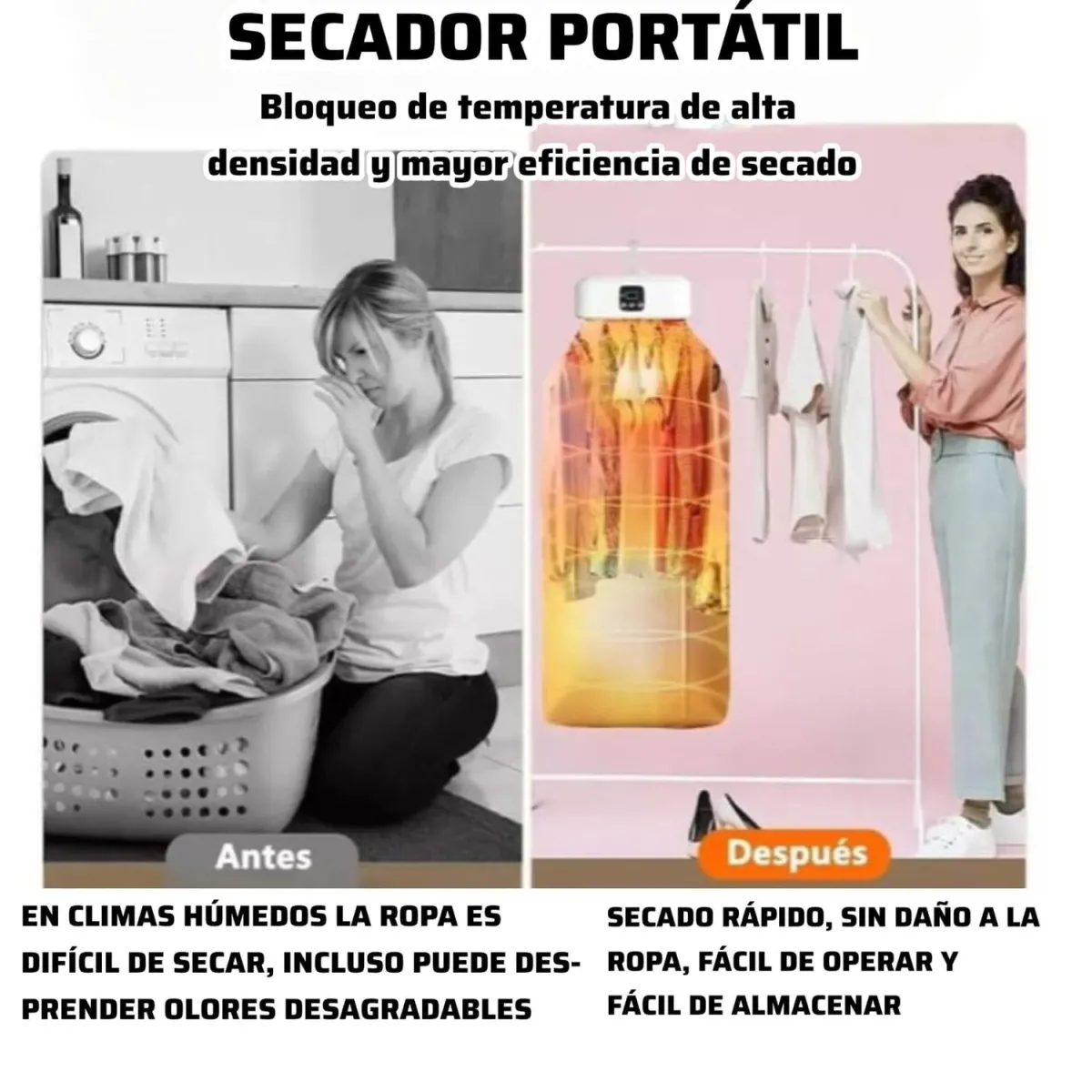 SECADOR DE ROPA PORTÁTIL+ ESTERILIZACIÓN CON LUZ ULTRAVIOLETA