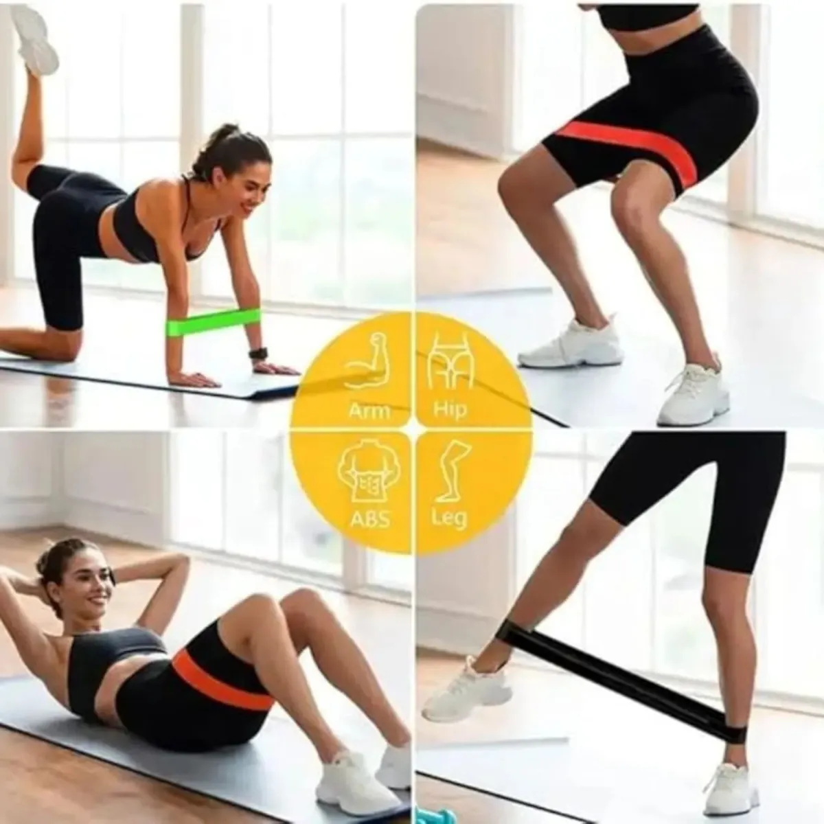 Set 5 bandas de resistencia elasticas ejercicios yoga bolso